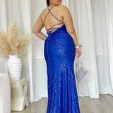 Neveda Sequin Gown - Cobalt
