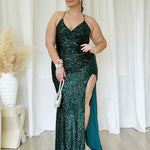 Neva Sequin Gown - Emerald