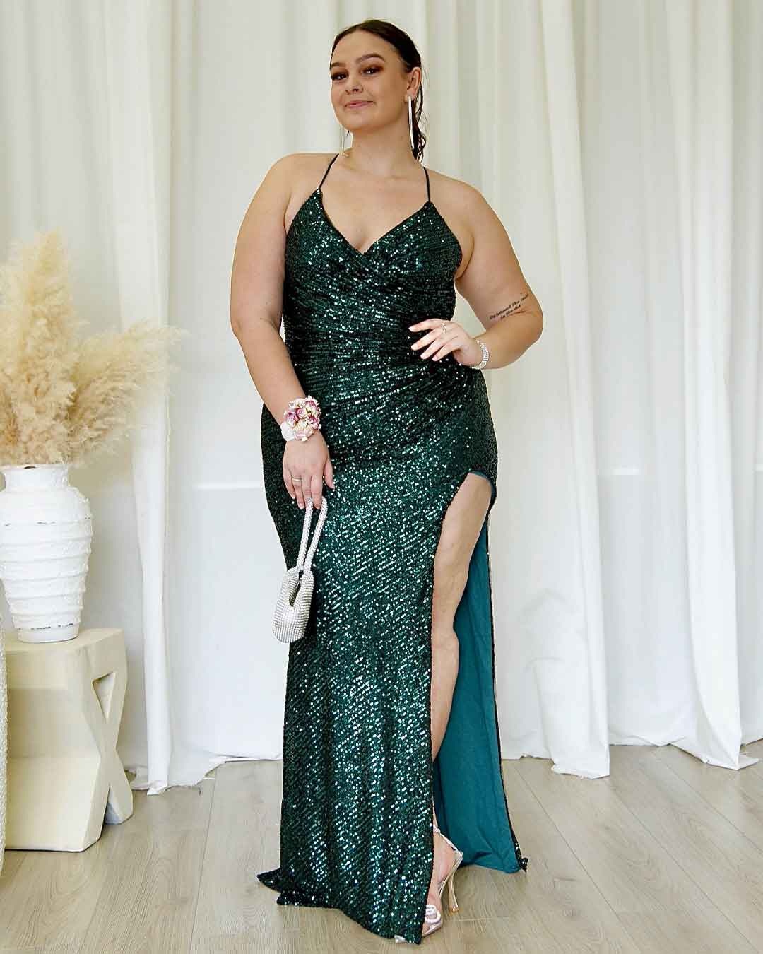 Neveda Sequin Gown - Emerald Miss Runway Boutique Neveda Sequin Gown - Emerald Miss Runway Boutique
