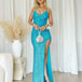 Neva Sequin Gown - Aqua