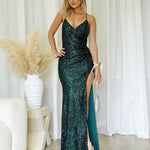 Neva Sequin Gown - Emerald