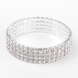 Tamika 4 Row Diamonte Bracelet - Silver