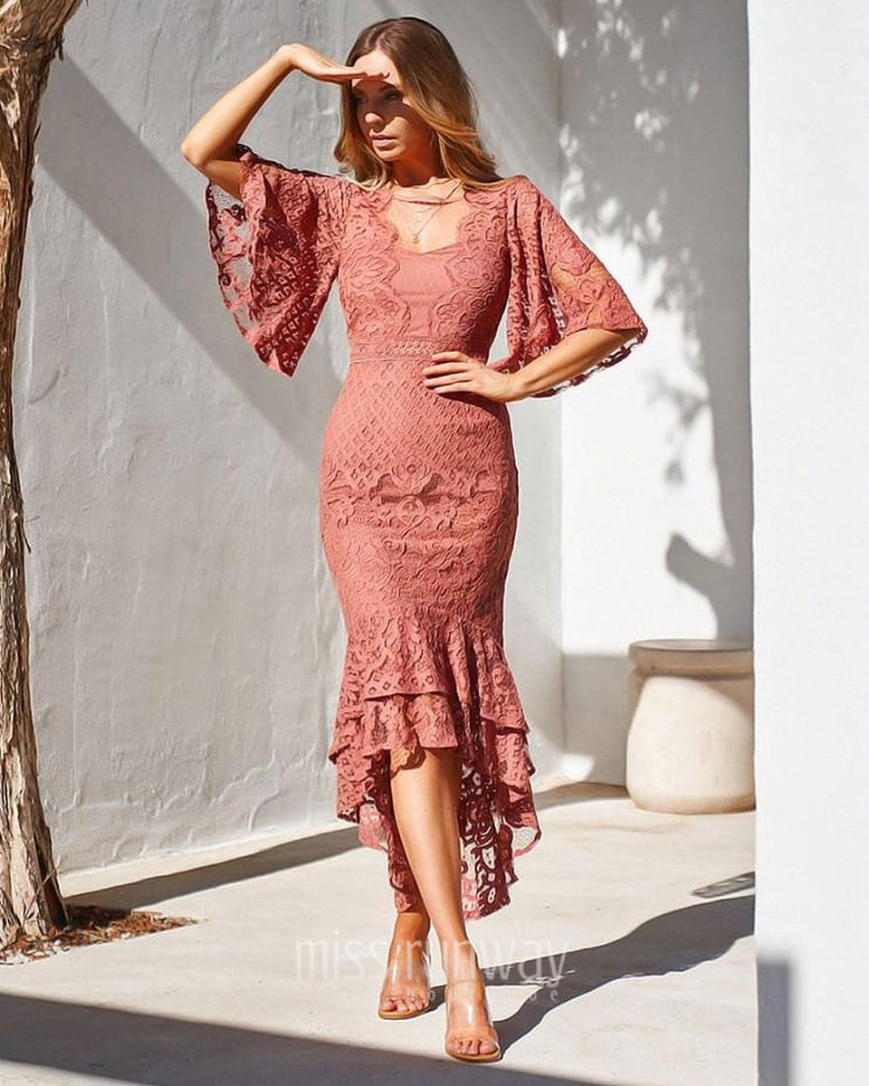Buy Reyna Lace Midi Dress Mauve Online | Miss Runway Boutique
