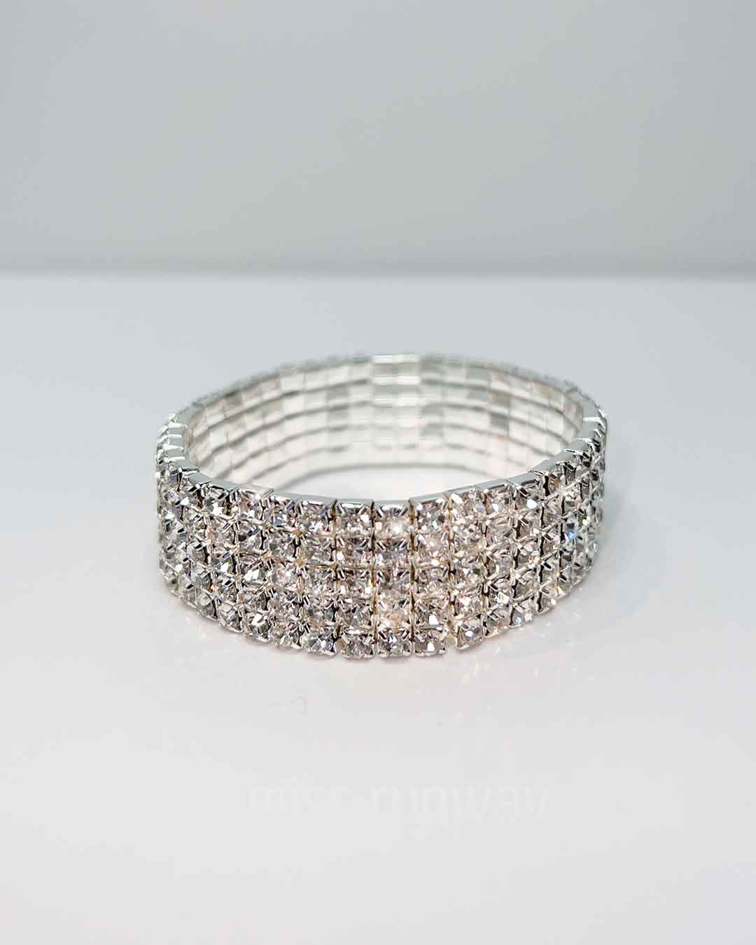 Tamika 5 Row Diamante Bracelet - Silver