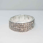 Tamika 5 Row Diamante Bracelet - Silver